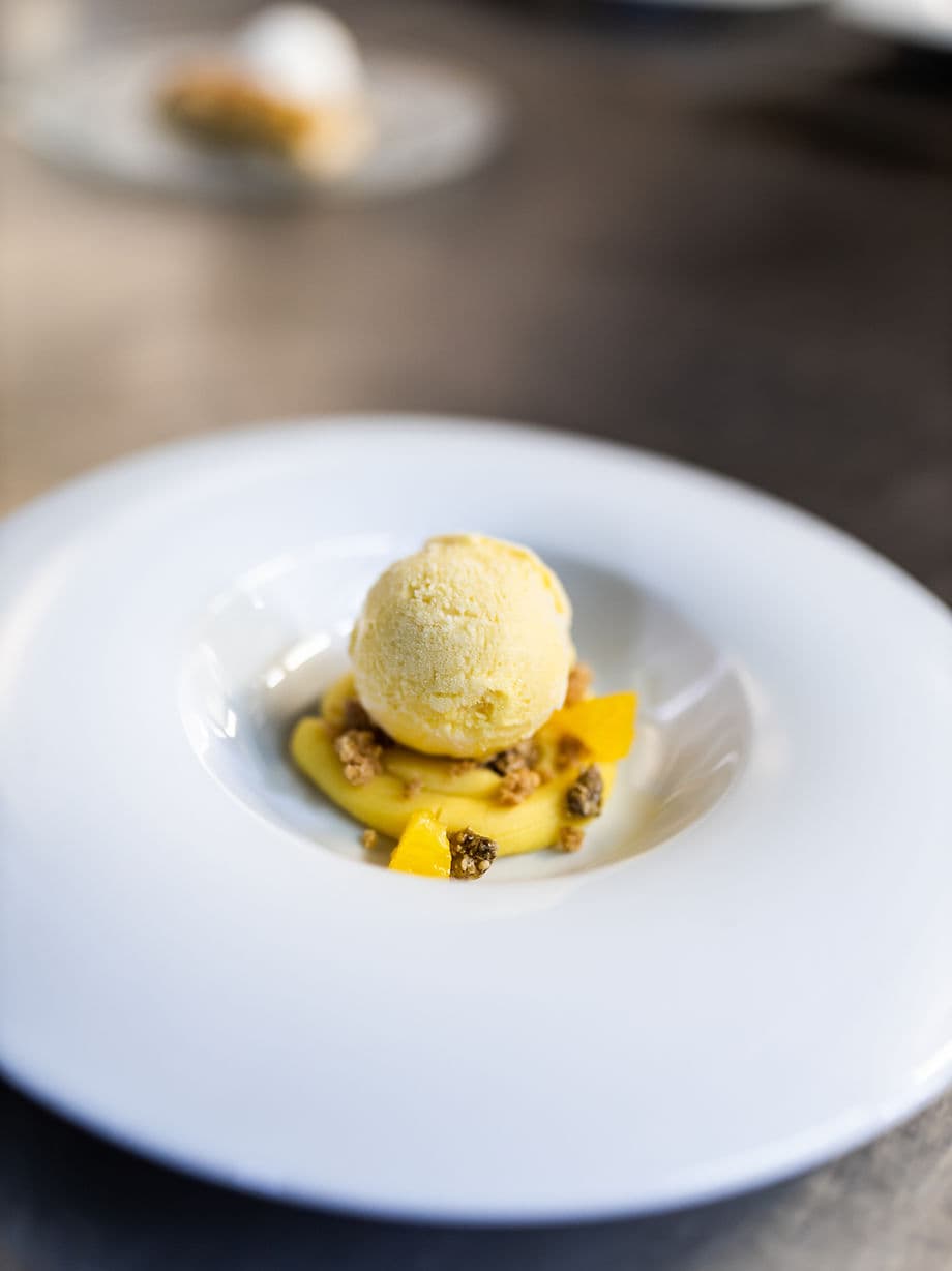 Postre de cítricos del catering Kook´s